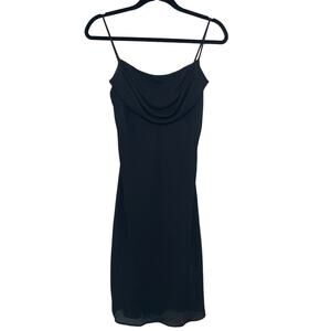 Vintage Jump Slip Dress Sleeveless Spaghetti Strap Cowl Witchy Black Goth Sexy 8